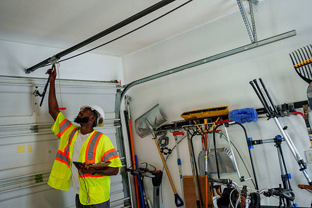 Professional Garage Door Panel Replacement technician working in North Pearsall, TX